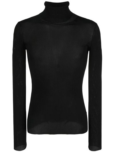 Off-white Helvet Fine-knit Ribbed Jumper In Schwarz