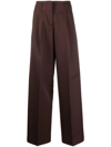 Golden Goose Journey Pant Flavia Wide Leg Compact Gabardine Wool In Brown