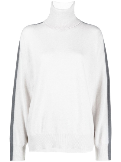 Lorena Antoniazzi Stripe-detail Roll Neck Sweater In Grey