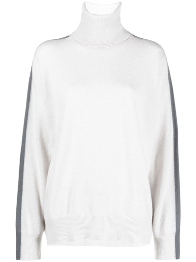 Lorena Antoniazzi Stripe-detail Roll Neck Sweater In Neutrals