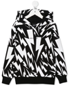 Neil Barrett Teen Graphic Thunderbolt-print Hoodie In Black