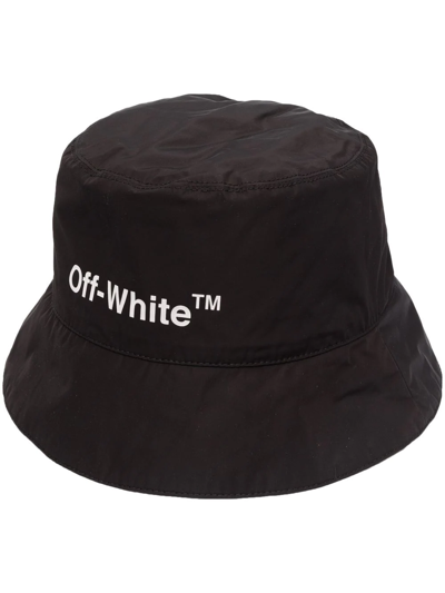 Off-white Helvetica Logo-print Bucket Hat In Black