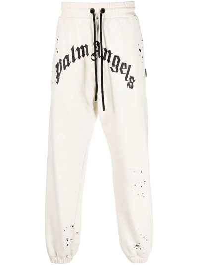 Palm Angels Straight-leg Track Pants In Off White Black