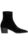 Saint Laurent Point-toe Suede Ankle Boots In Black