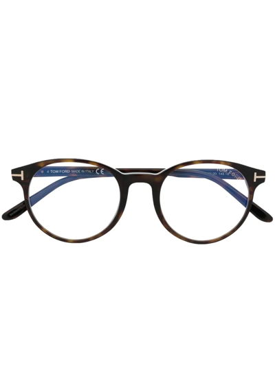 Tom Ford Round-frame Optical Glasses In Brown