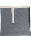 Brunello Cucinelli Cashmere Scarf With Selvedge In Blue