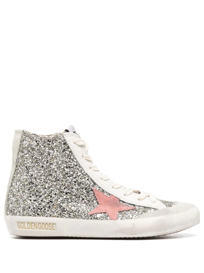 Golden Goose Francy Glitter Mid-top Sneakers In Silver ModeSens