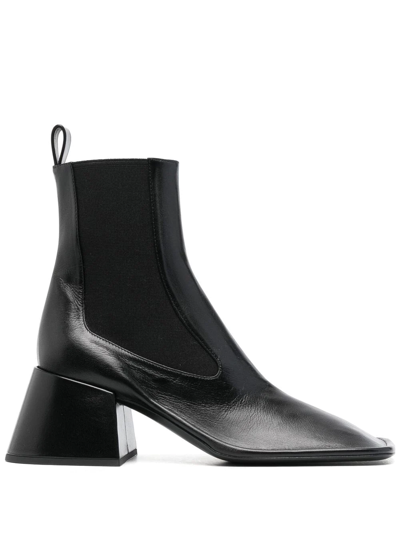 Jil Sander Black Leather Square-toe 65 Ankle Boots