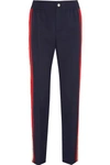 GUCCI Striped wool-blend crepe track trousers