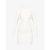 Herve Leger Otto Cut-out Stretch-woven Mini Dress In Alabaster