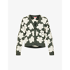 Kenzo Jacquard Small Cardigan In Dark Khaki