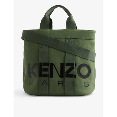 Kenzo Kaba Mini Cotton Tote Bag In Green