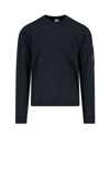 C.p. Company Black Diagonal Raised Fleece Crewneck Lens Sweatshirt