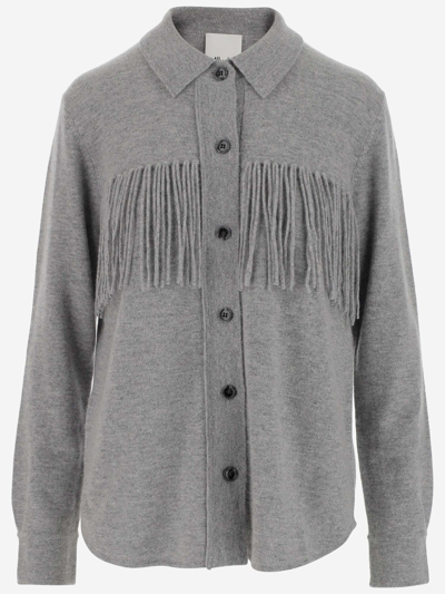 Allude Fringe-detail Virgin Wool-cashmere Shirt In Grigio