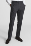 REISS DUNN - CHARCOAL TEXTURED SLIM FIT TROUSERS, 28