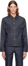 Apc Navy Veste Work Denim Jacket In Iai Indigo