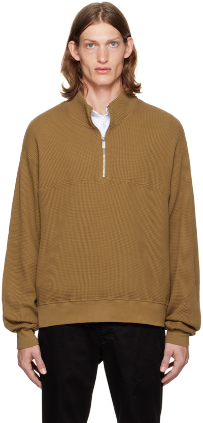 Cotton Citizen Brown Cooper Half-zip Sweater In Clay