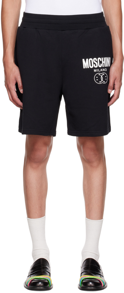 Moschino Logo-print Organic-cotton Shorts In Nero