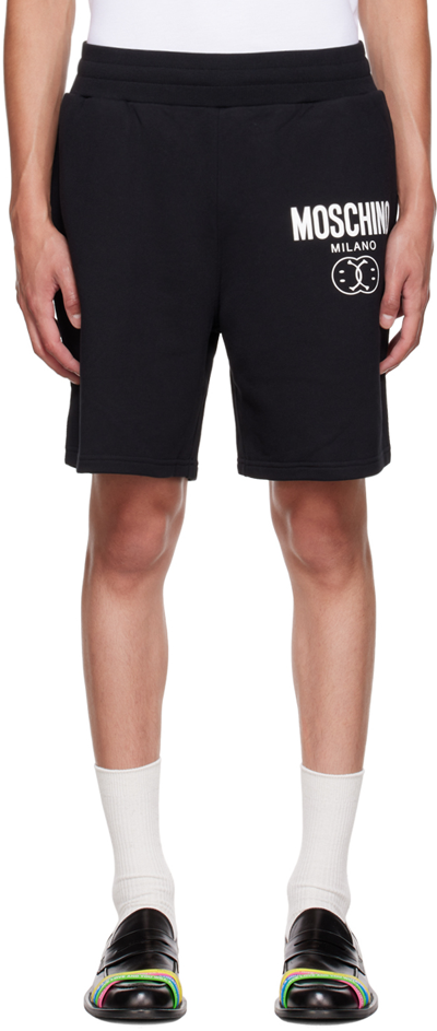 Moschino Logo-print Organic-cotton Shorts In Black