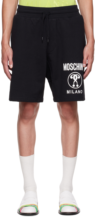 Moschino Double Question Mark Logo Sweatshorts In Black