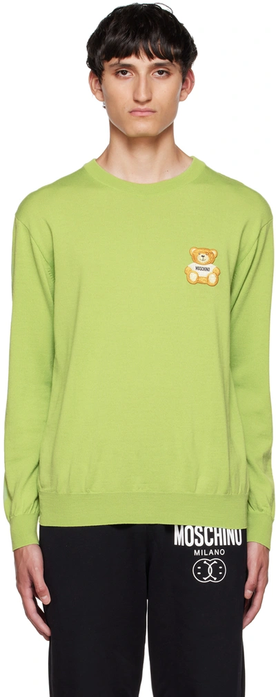 Moschino Long-sleeved Round Neck Sweater In Green
