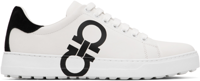 Ferragamo White Gancini Sneakers In Bianco Ottico || Ner