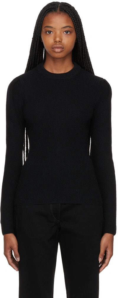 Lemaire Black Crewneck Sweater In Bk999 Black