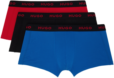 Hugo Three-pack Multicolor Logo Trunks In 971 Open Miscellaneo