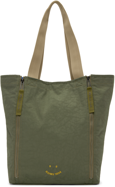 Ps By Paul Smith Khaki 'happy' Tote In 30 Greens