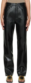 AGOLDE BLACK RECYCLED LEATHER 90S PINCH WAIST TROUSERS