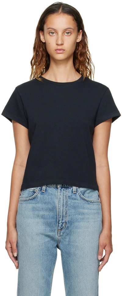 Agolde Adine Cropped Crewneck Tee In Nocturne Midni