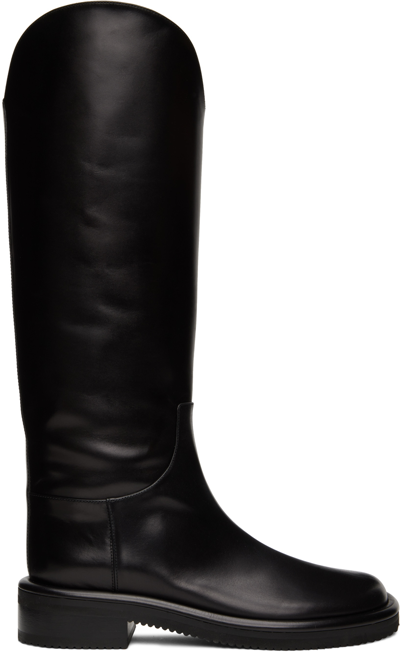Proenza Schouler Black Leather Pipe Riding Boots In 14030 Black