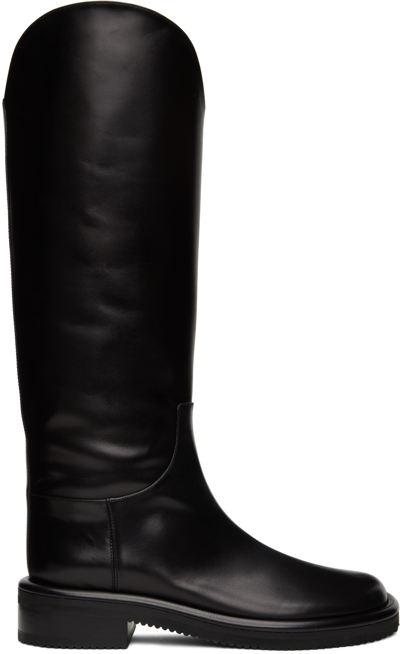 Proenza Schouler Black Leather Pipe Riding Boots