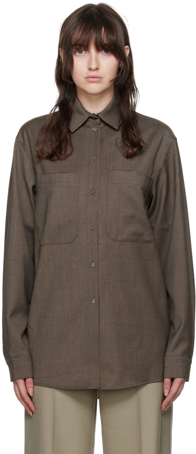 Le17septembre Brown Spread Collar Shirt