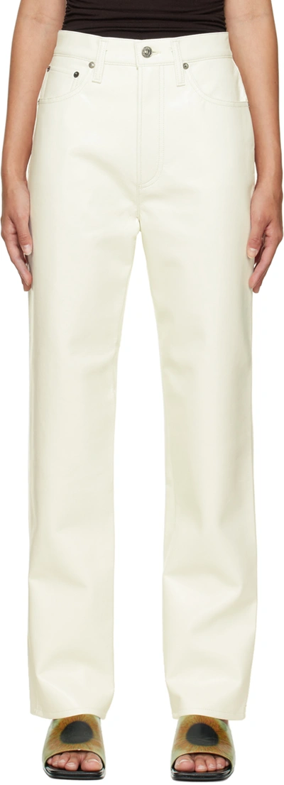 Agolde White Recycled Leather 90s Pinch Waist Trousers