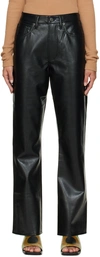 AGOLDE BLACK RECYCLED LEATHER RELAXED BOOT TROUSERS