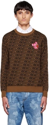 Moschino Brown & Black Graphic Patch Sweater In A1096 Fantasy Print