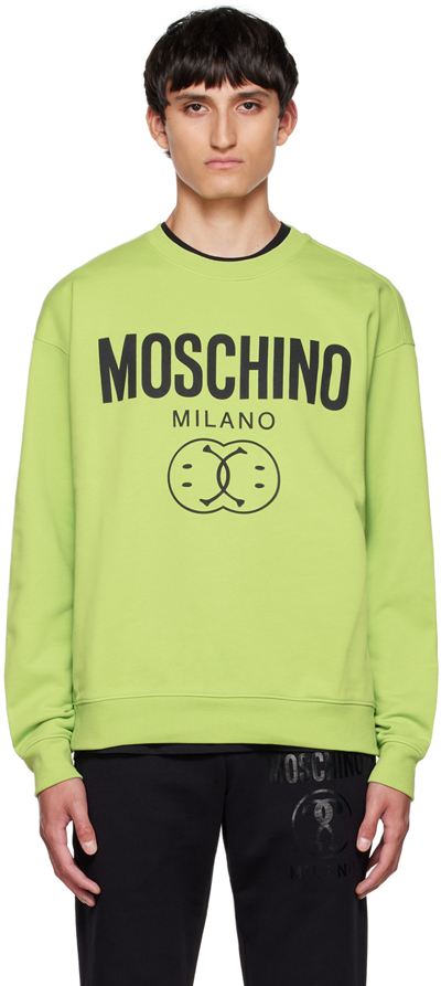 Moschino Green Smiley Edition Sweatshirt In A1397 Fantasy Print
