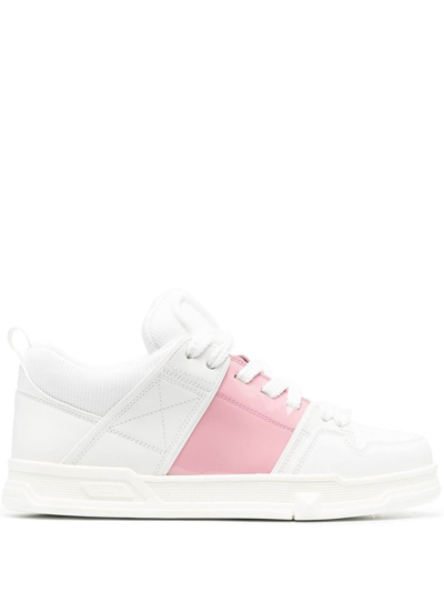 Valentino Garavani Embossed-logo Leather Trainers In White