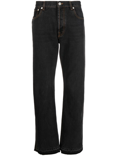 Alexander Mcqueen Side Stripe Straight-leg Jeans In Black