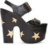 Stella Mccartney Star Faux-leather Slingback Platform Sandals In Black