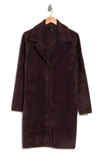 Evolution By Cyrus Faux Fur Notch Lapel Coat In Deep Mahogony