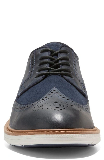 Cole Haan Goto Wingtip Derby In Navy Blazer/ Silver Birch