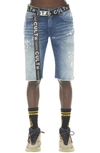 Cult Of Individuality Belted Rocker Slim Fit Denim Shorts In Dune