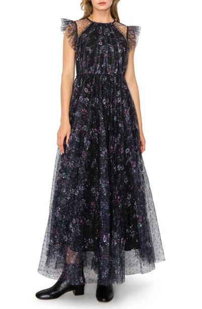 knee length dresses for ladies Sequin Illusion Sweetheart Sheer Bodice Mesh A-line Long Dress main image 1