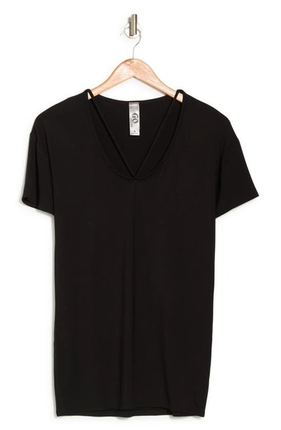 Go Couture Deep V-neck Boyfriend Tee In Black