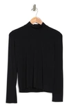 Go Couture Spring Turtleneck Long Sleeve Sweater Tee In Black