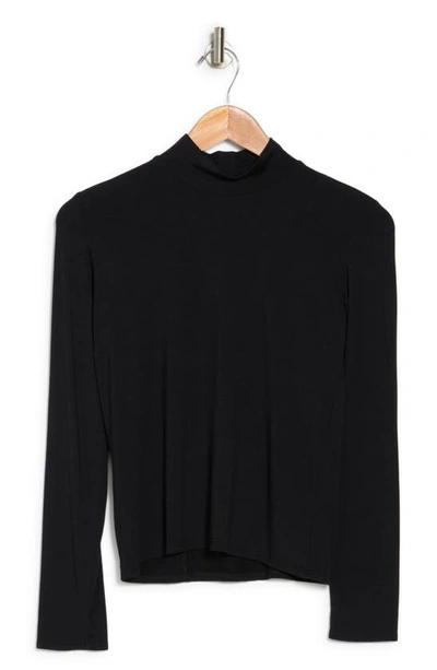 Go Couture Spring Turtleneck Long Sleeve Sweater Tee In Black
