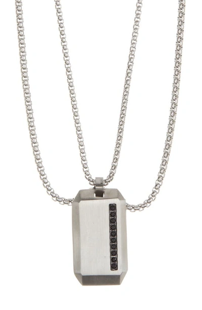 Ike Behar Dog Tag Necklace Set In Silver