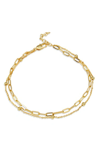 Savvy Cie Jewels 18k Gold Plated Layered Chain Anklet In Yellow